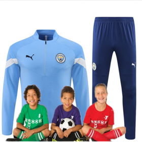 Kid's 22/23 Manchester City Training Suits Blue